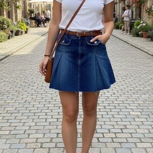 LIU JO Denim Pleated Mini Skirt (BR666)